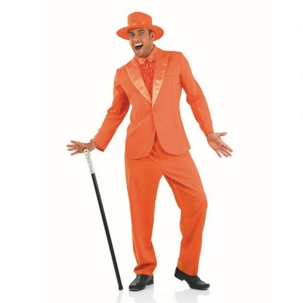 Men's Orange Three-Piece Costume Suit with Hat